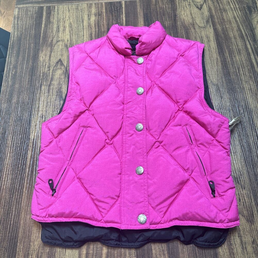 VTG Rainier Snow Sports Down Quilted Vest Womens 6 Hot Pink Insulted Snap Front